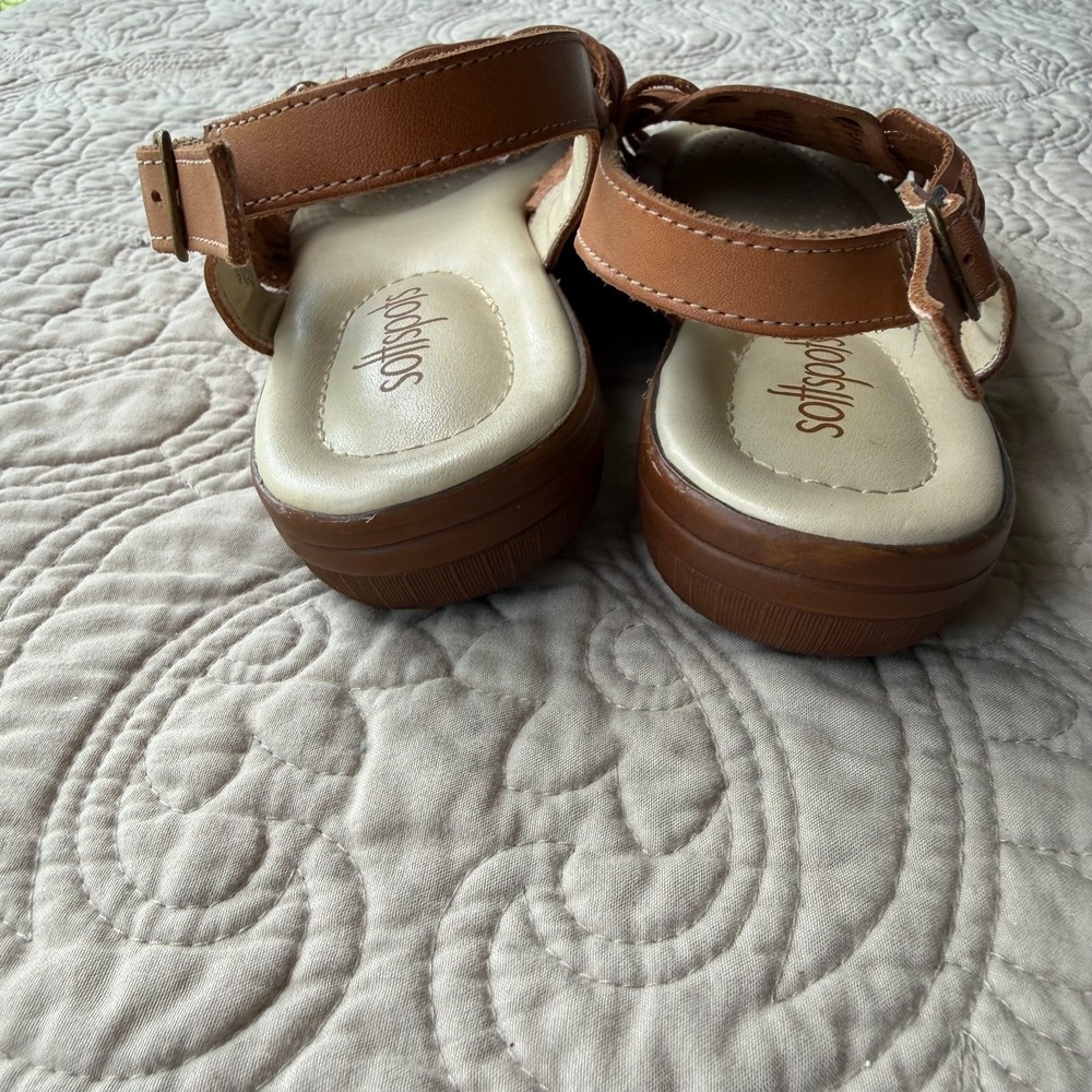 SoftSpots Huarache Style Open Toe Slingback Sandals Brown Cognac 12W - Picture 5 of 7
